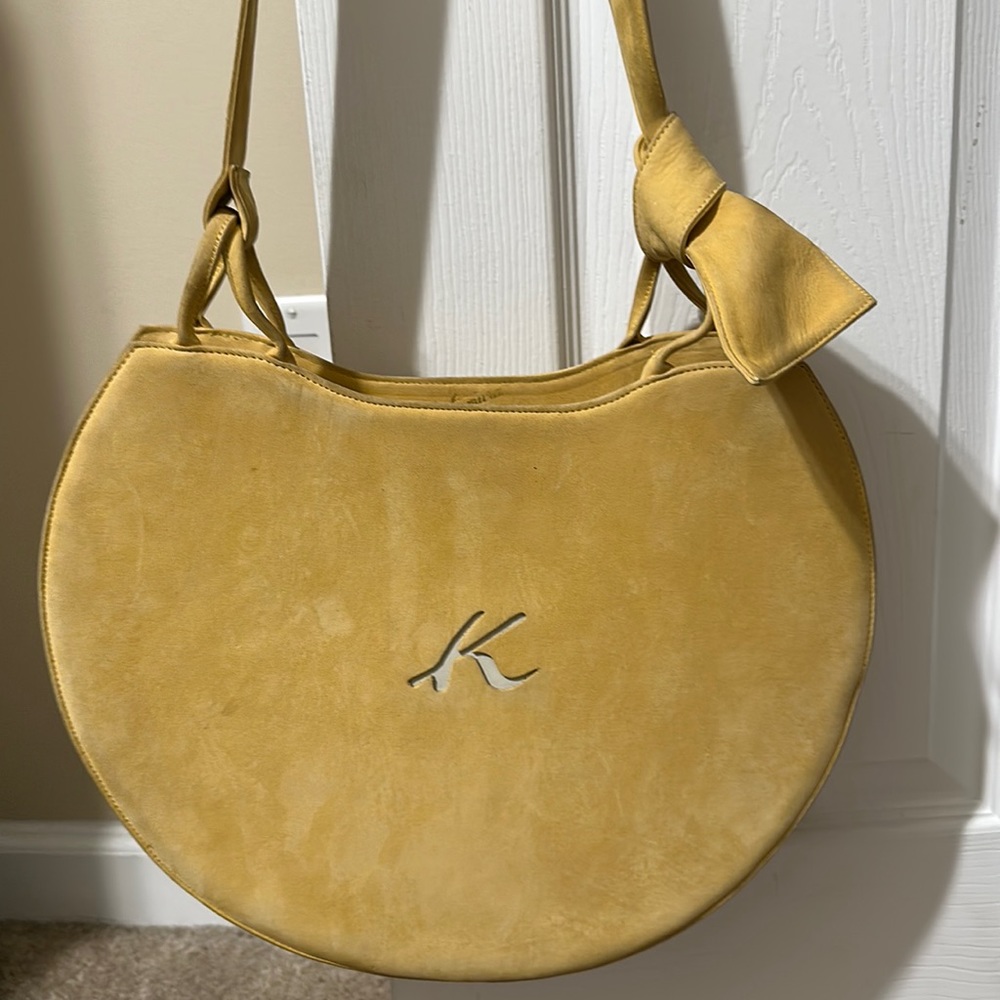 Vintage Kitamura yello suede round shoulder bag